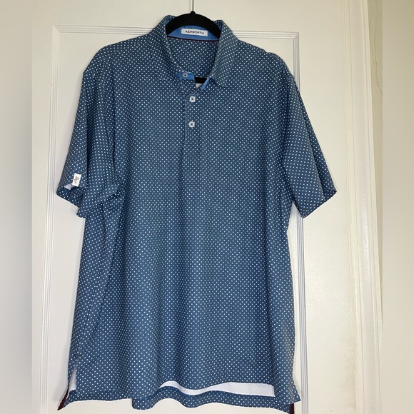 Ashworth Other - Ashworth Navy Polo with White Microdot Pattern
